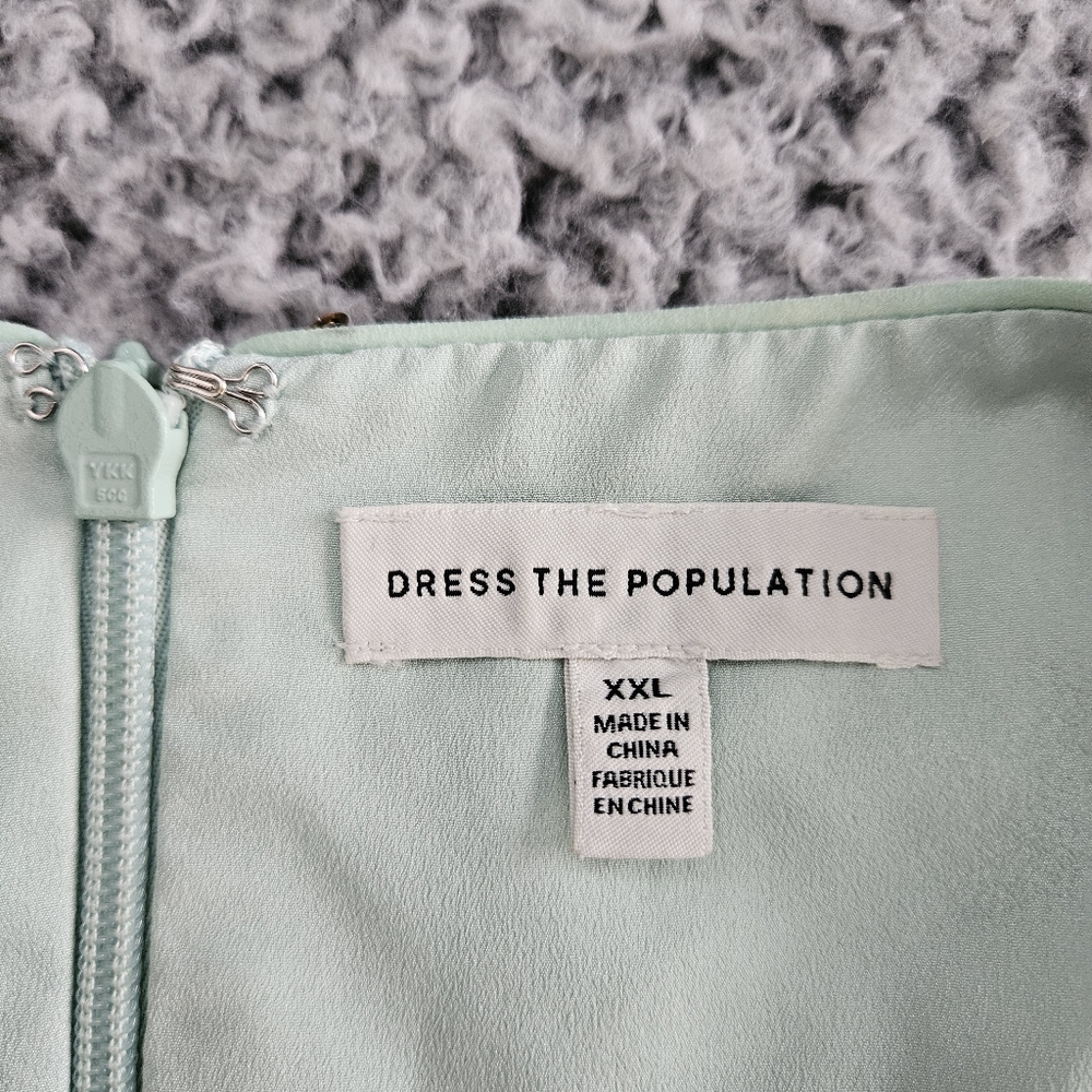 Dress the Population Jillian Mini Dress Sz 12 M L (XXL) Mint Sage Sequined Prom - Picture 6 of 13